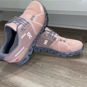 On Running Pink and Gray Sneakers